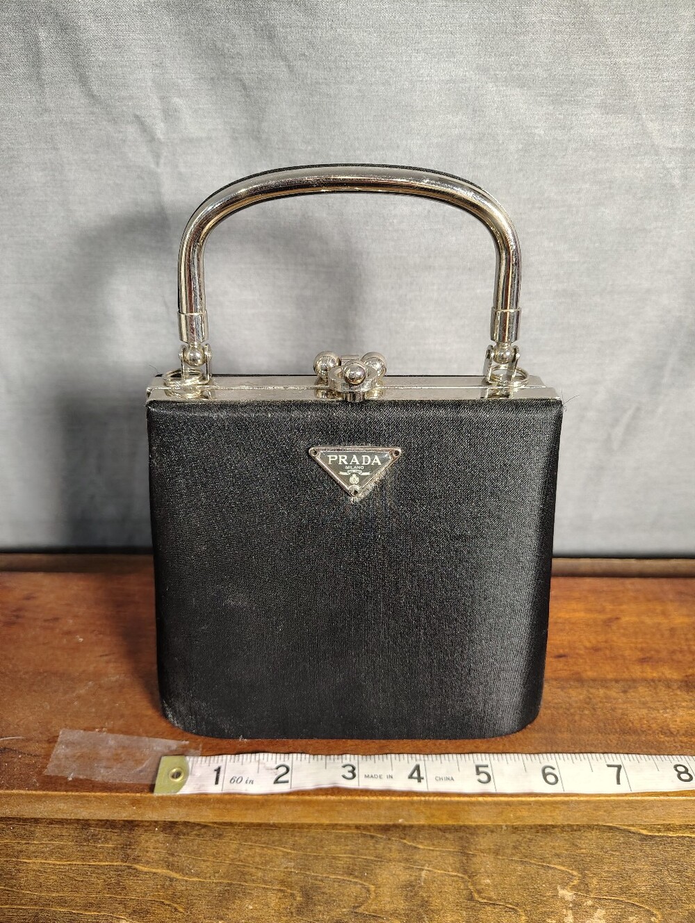 Prada Black Satin Top Handle Minaudière - Picture 2 of 7